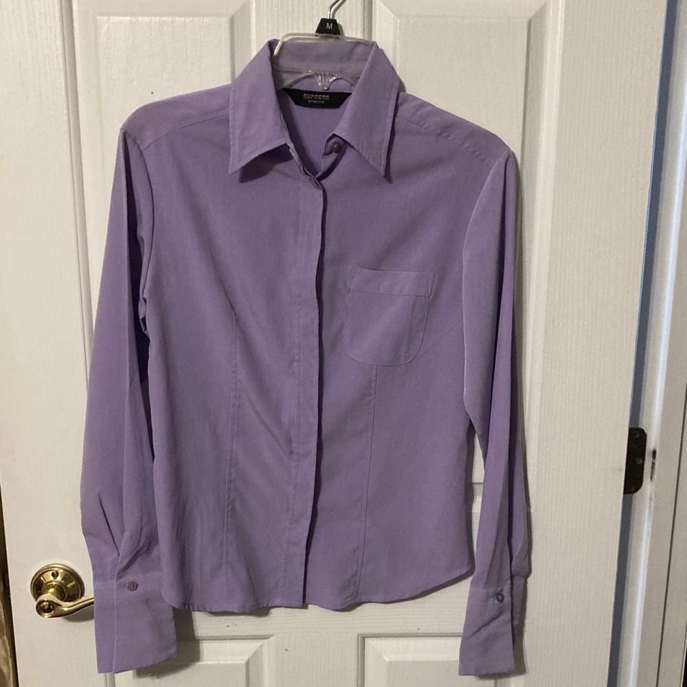 Express Lavender-Purple Button Front Blouse